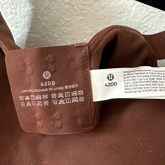 NWT Lululemon In Alignment Sports Bra, Size 42DD, Color Java - Picture 5 of 6